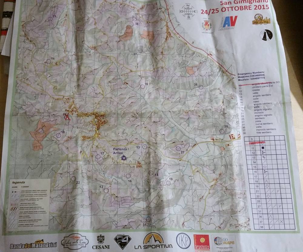 Mappa Rogaining San Gimignao 2015